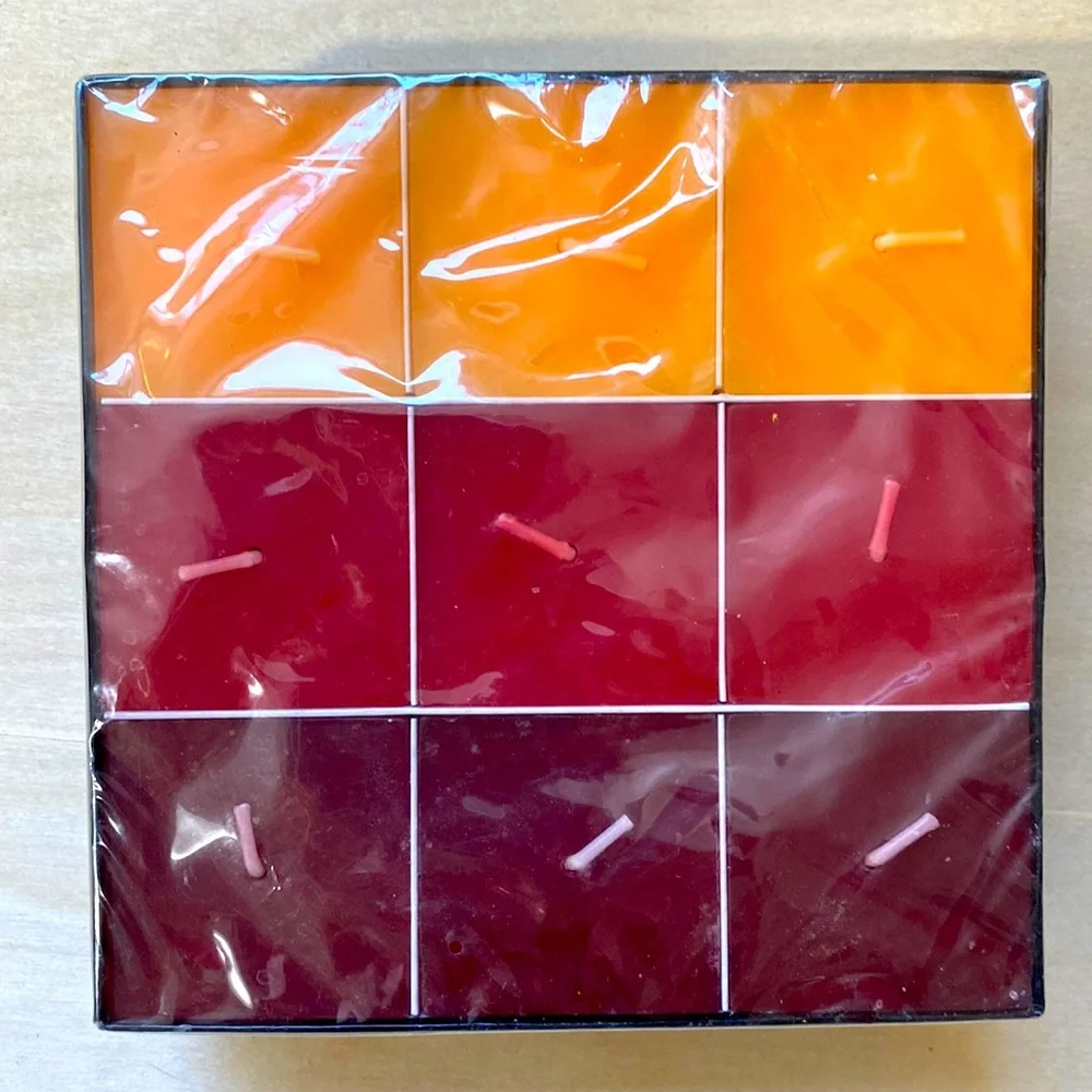 IKEA🍁CANDLES SQUARE 9 pack W/ 3 GLASS SQUARE BASES